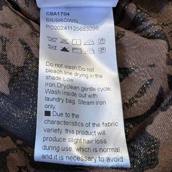 Rich Radi Q's Glittery Silk Burnout Velvet Blouse - Star Queen Brown Size XSmall - Picture 10 of 11